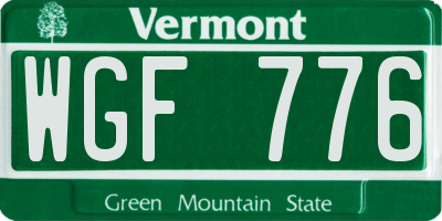 VT license plate WGF776