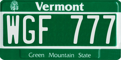 VT license plate WGF777