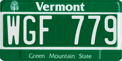 VT license plate WGF779