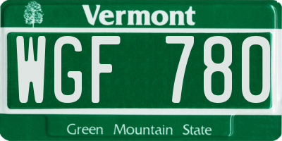 VT license plate WGF780
