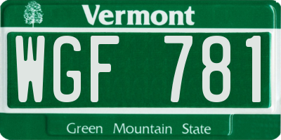 VT license plate WGF781