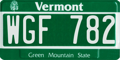 VT license plate WGF782