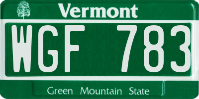 VT license plate WGF783