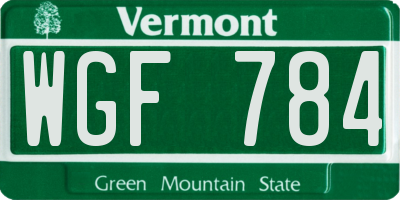 VT license plate WGF784