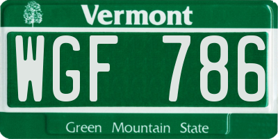 VT license plate WGF786