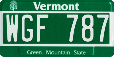 VT license plate WGF787