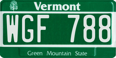 VT license plate WGF788