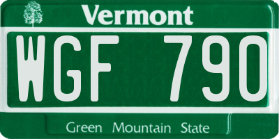 VT license plate WGF790