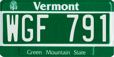 VT license plate WGF791
