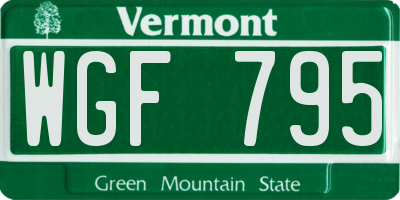 VT license plate WGF795