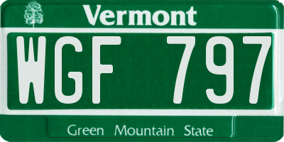 VT license plate WGF797