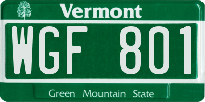 VT license plate WGF801