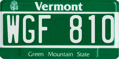 VT license plate WGF810