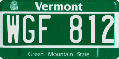 VT license plate WGF812