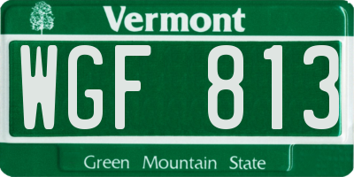 VT license plate WGF813