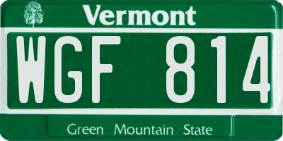 VT license plate WGF814