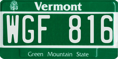 VT license plate WGF816