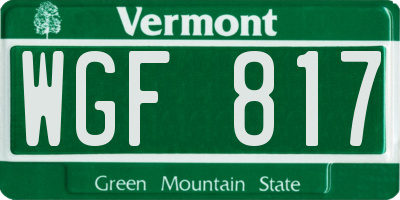VT license plate WGF817