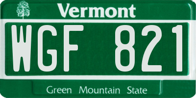VT license plate WGF821