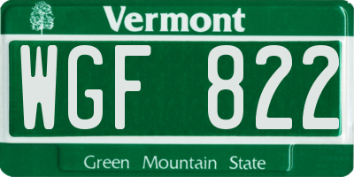 VT license plate WGF822