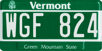 VT license plate WGF824