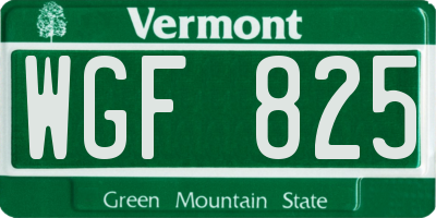 VT license plate WGF825