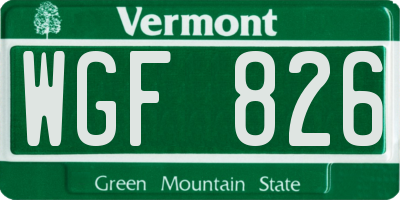 VT license plate WGF826