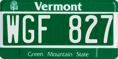 VT license plate WGF827