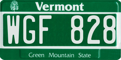 VT license plate WGF828