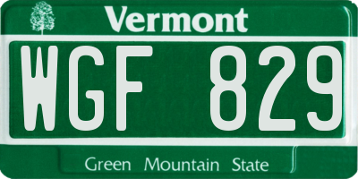VT license plate WGF829