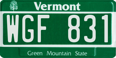 VT license plate WGF831