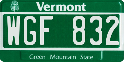 VT license plate WGF832