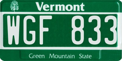 VT license plate WGF833