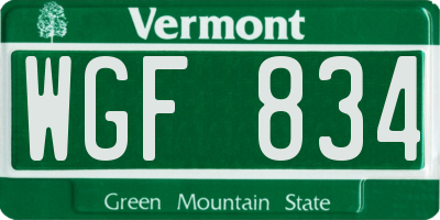 VT license plate WGF834