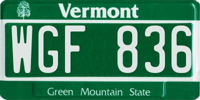 VT license plate WGF836