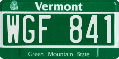 VT license plate WGF841