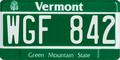VT license plate WGF842