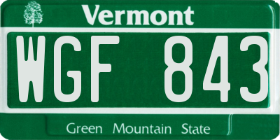 VT license plate WGF843