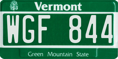 VT license plate WGF844