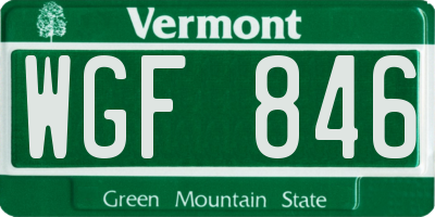 VT license plate WGF846