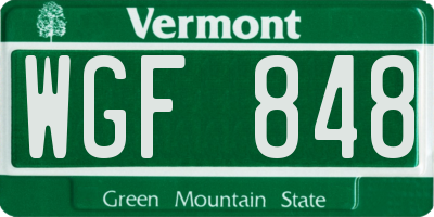 VT license plate WGF848