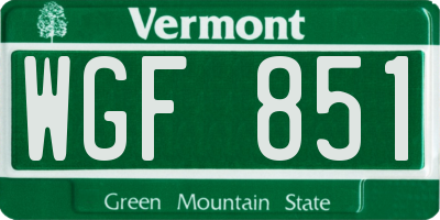 VT license plate WGF851