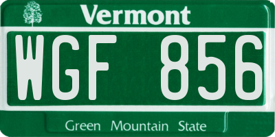 VT license plate WGF856