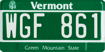 VT license plate WGF861