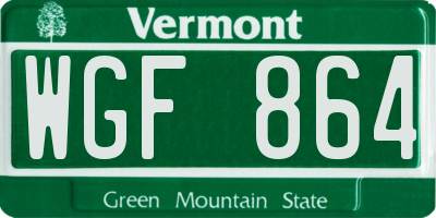 VT license plate WGF864