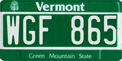 VT license plate WGF865