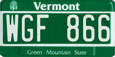 VT license plate WGF866