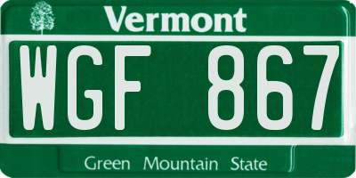 VT license plate WGF867