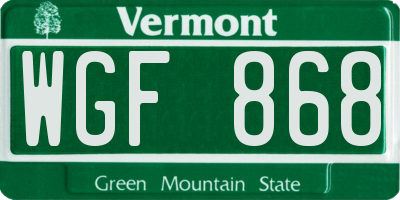 VT license plate WGF868