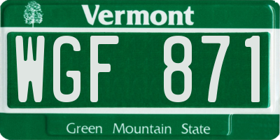 VT license plate WGF871